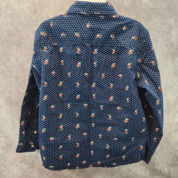 Free Planet Boy Long Sleeve Button Down Christmas Shirt Size 5 Santa Holiday EUC - Picture 4 of 6